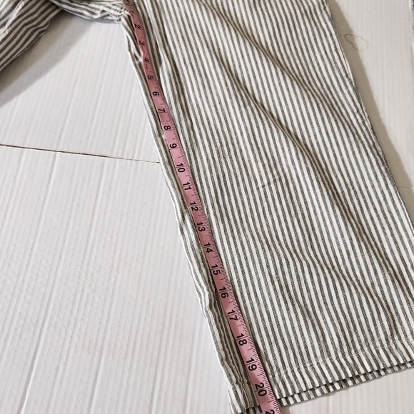 Zara Women SZ XS Jumpsuit Gray Stripe Ruffle Tassel Tie Strappy Wide Leg Pockets - Picture 11 of 13